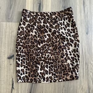 Cache Brown Animal Print Straight Skirt Size 4 Career Y2K Side Zip EUC